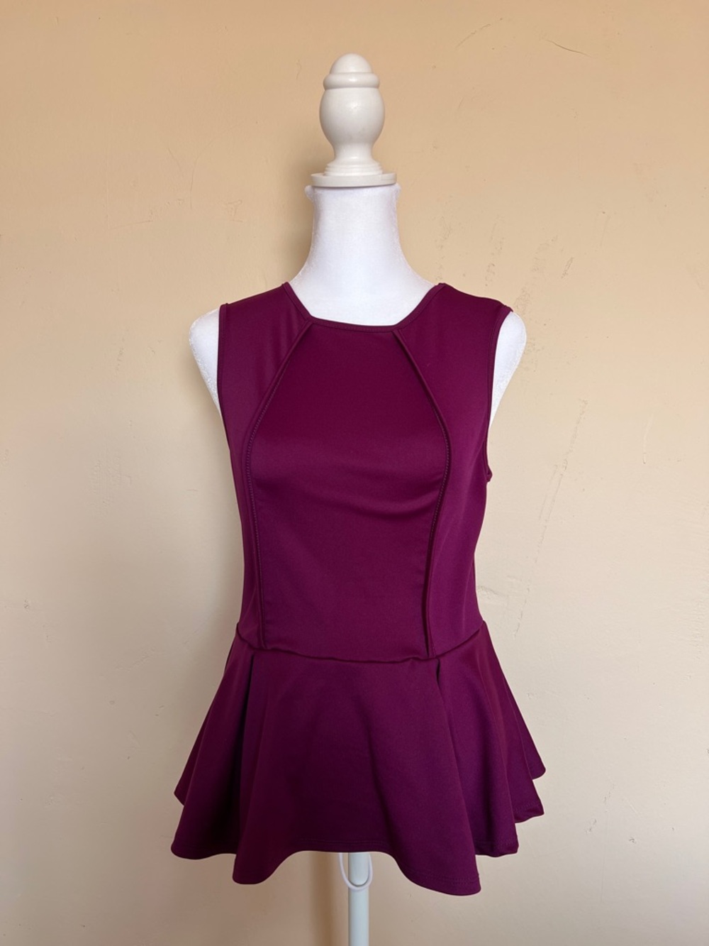 Sleeveless Peplum Top in Deep Plum